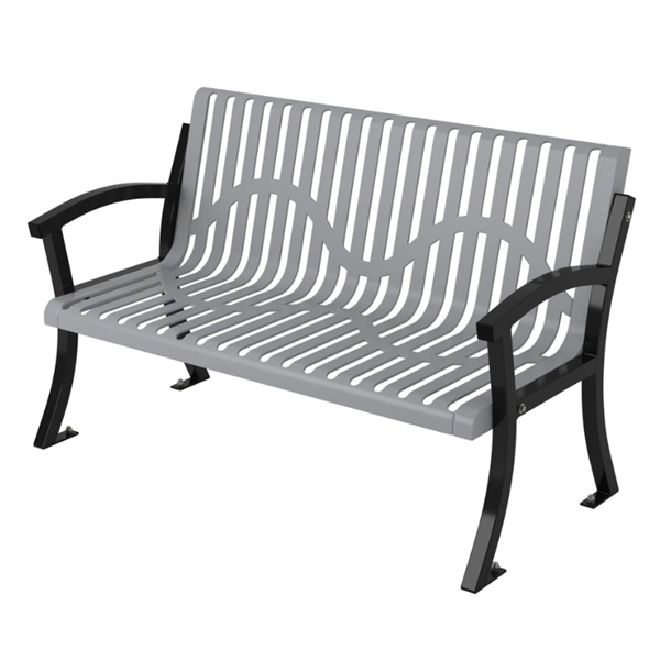 Classic Casino Thermoplastic Coated Steel  Bench with Back
