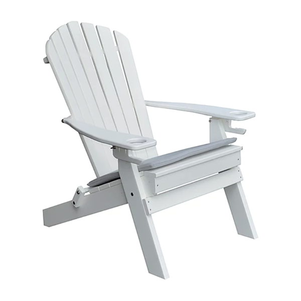 Recycled Plastic Adirondack Chair with Two Cup Holders and Folding Frame