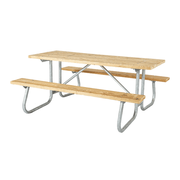 6 Ft. Wooden Picnic Table with Welded Galvanized Steel Frame