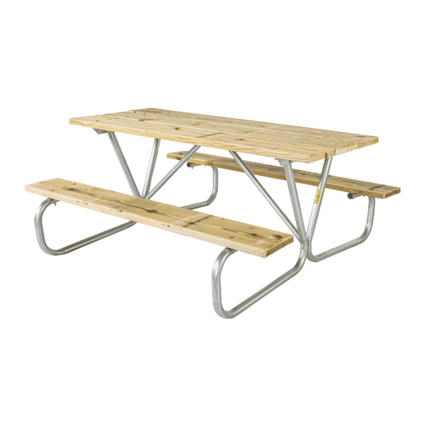 6 Ft. Wooden Picnic Table with Bolted Galvanized Steel Frame