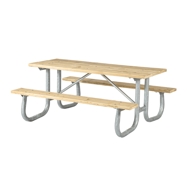 12 Ft. Heavy Duty Wooden Picnic Table with Welded Galvanized Steel Frame