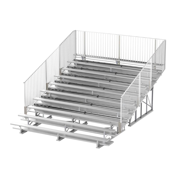 15 ft. 10 Row Aluminum Bleacher with Guardrails and Double Footboards