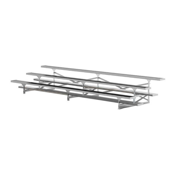 15 ft. 3 Row Portable Aluminum Bleacher without Guardrails and Double Footboards