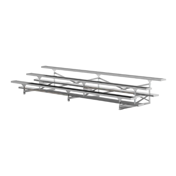 15 ft. 3 Row Portable Aluminum Bleacher without Guardrails and Double Footboards