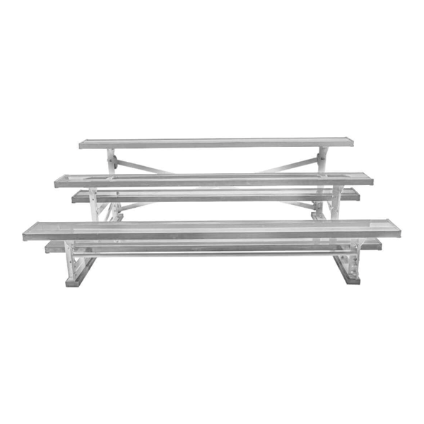 15 ft. 3 Row Tip and Roll Aluminum Bleacher without Guardrails and Double Footboards