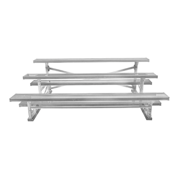 15 ft. 3 Row Tip and Roll Aluminum Bleacher without Guardrails and Double Footboards