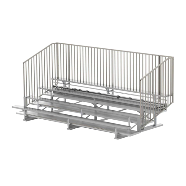 15 ft. 4 Row Portable Aluminum Bleacher with Guardrails and Double Footboards