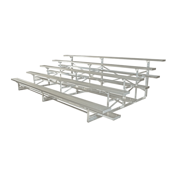15 ft. 5 Row Portable Aluminum Bleacher without Guardrails and Double Footboards