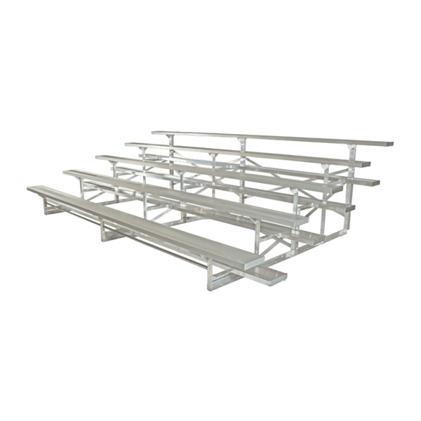 15 ft. 5 Row Tip and Roll Aluminum Bleacher without Guardrails and Double Footboards