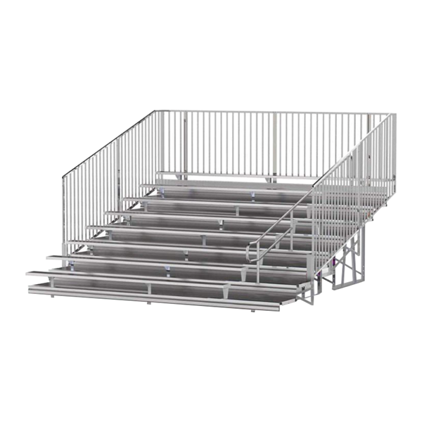 15 ft. 8 Row Aluminum Bleacher with Guardrails and Double Footboards