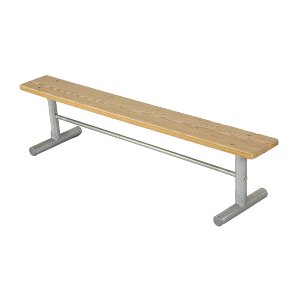 15 Ft. Portable Wooden Backless Sports Bench with Galvanized Steel Frame