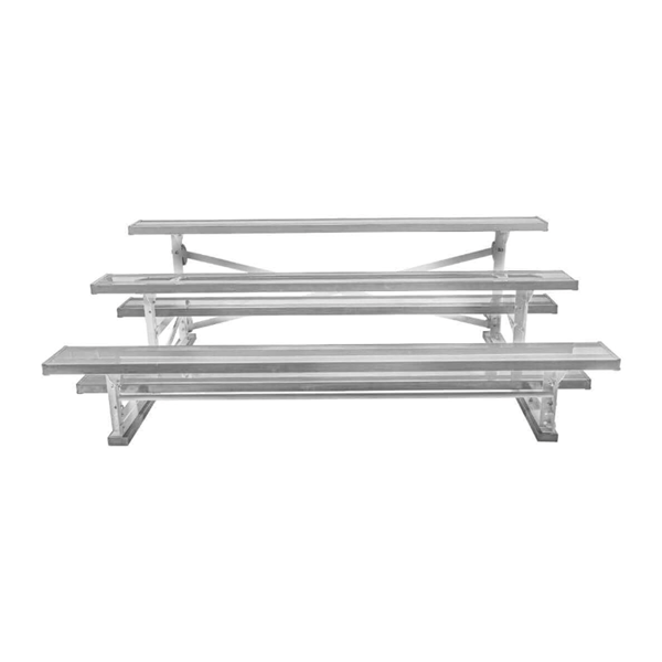 21 ft. 3 Row Tip and Roll Aluminum Bleacher without Guardrails and Double Footboards