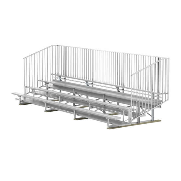 21 ft. 4 Row Portable Aluminum Bleacher with Guardrails and Double Footboards