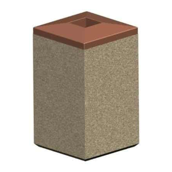 22 Gallon Concrete Square Trash Receptacle with Pitch In Lid
