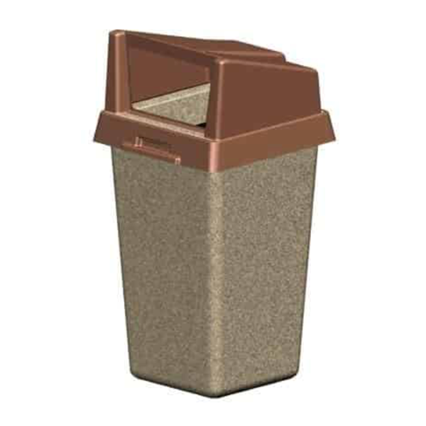 22 Gallon Concrete Square Trash Receptacle with Plastic Rigid Bonnet Lid