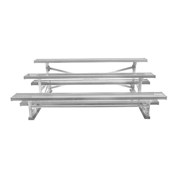 27 ft. 3 Row Tip and Roll Aluminum Bleacher without Guardrails and Double Footboards