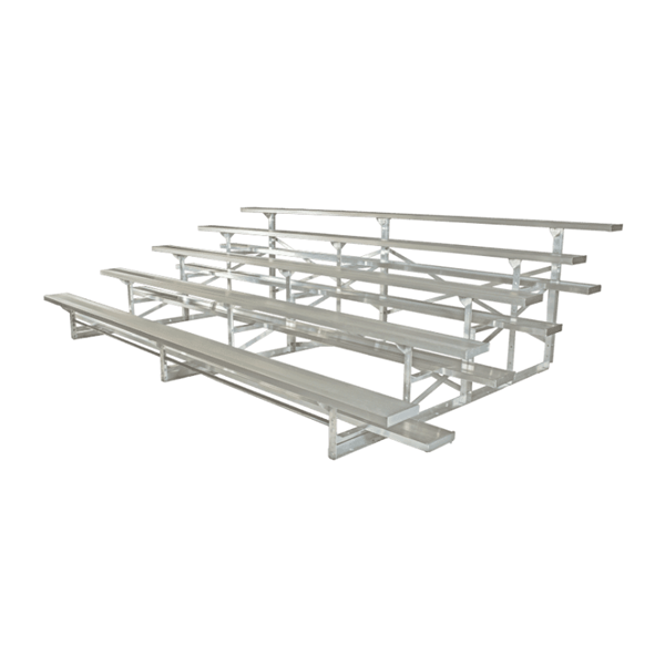 27 ft. 5 Row Portable Aluminum Bleacher without Guardrails and Double Footboards