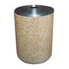 30 Gallon Concrete Round Trash Receptacle with Aluminum Pitch In Lid