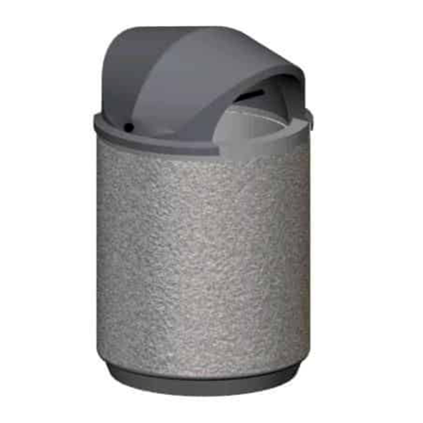 30 Gallon Concrete Round Trash Receptacle with Two Way Lid