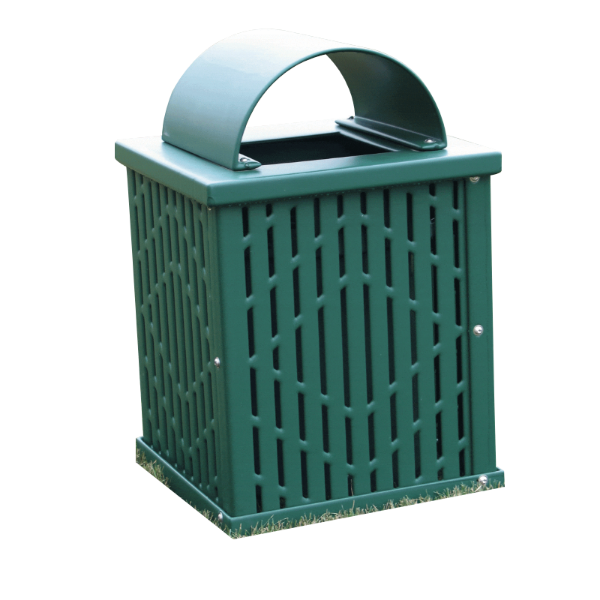 32 Gallon Square Laser Cut Plastisol Steel Trash Receptacle