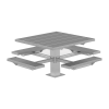 48" Square Aluminum Picnic Table with 6" Square Pedestal Steel Frame