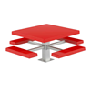 48" Square Fiberglass Picnic Table with 6" Square Pedestal Steel Frame
