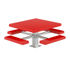 48" Square Fiberglass Picnic Table with 6" Square Pedestal Steel Frame