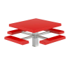 48" Square Fiberglass Picnic Table with 6" Square Pedestal Steel Frame