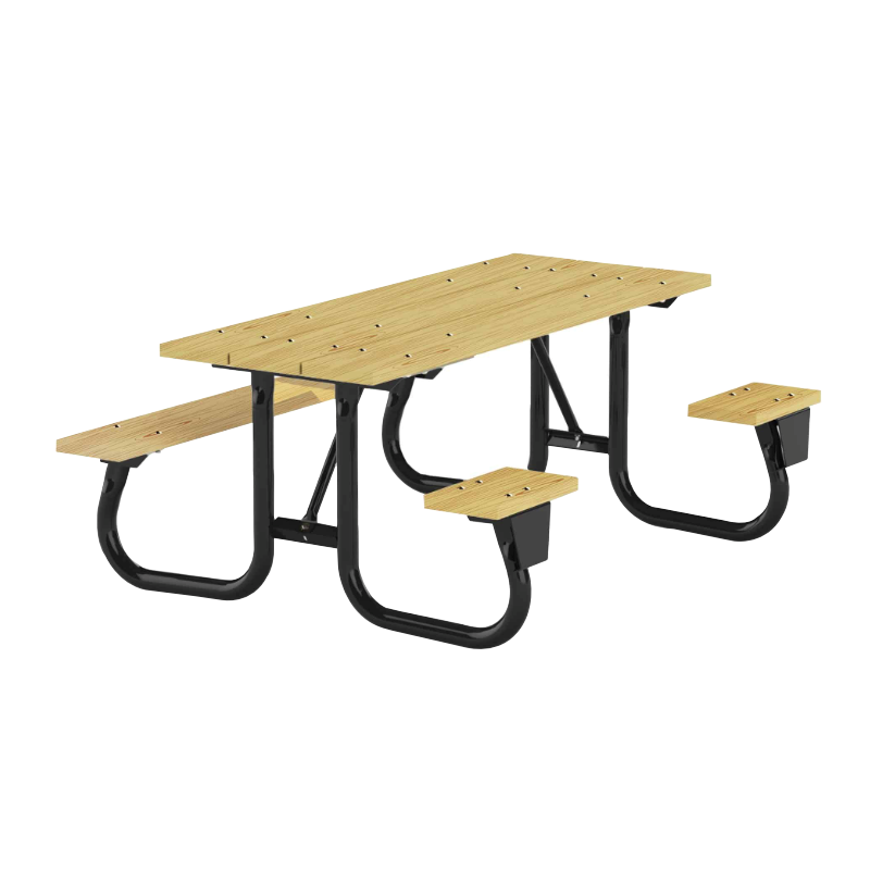 6 Foot Rectangular Wooden Southern Yellow Pine Picnic Table with ADA Access, Seats 6 Adults