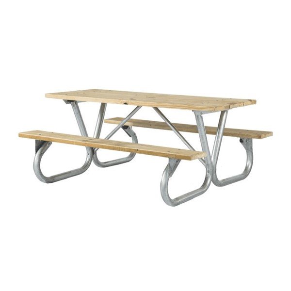 6 Ft. Wooden Picnic Table with Heavy Duty Bolted Galvanized Steel Frame