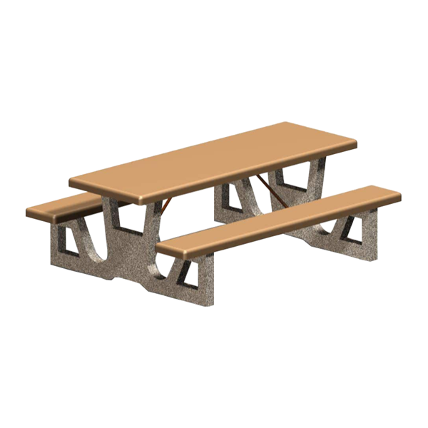 Picture of 7 Foot Rectangular Concrete Picnic Table with 2 Attached Seats