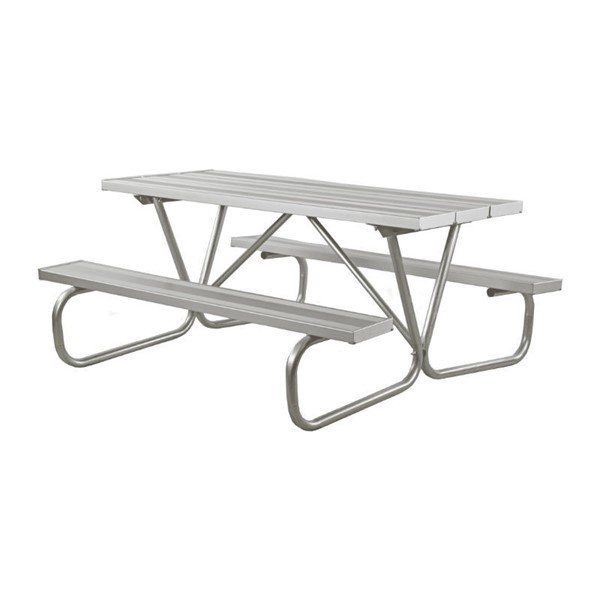 8 Ft. Aluminum Picnic Table with Bolted 1 5/8" O.D. Tube Steel Frame