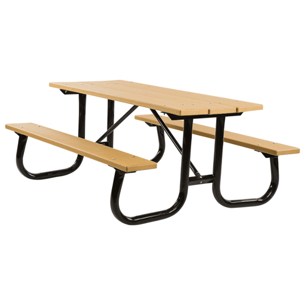 6 Ft. Heavy Duty Recycled Plastic Picnic Table with 2 3/8" Welded Galvanized Frame