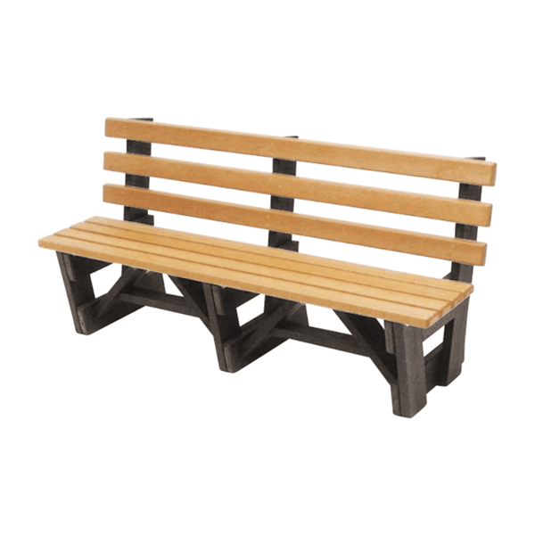 6 Foot Slatted Recycled Plastic Boardwalk Style Bench with Back, 212 lbs. 