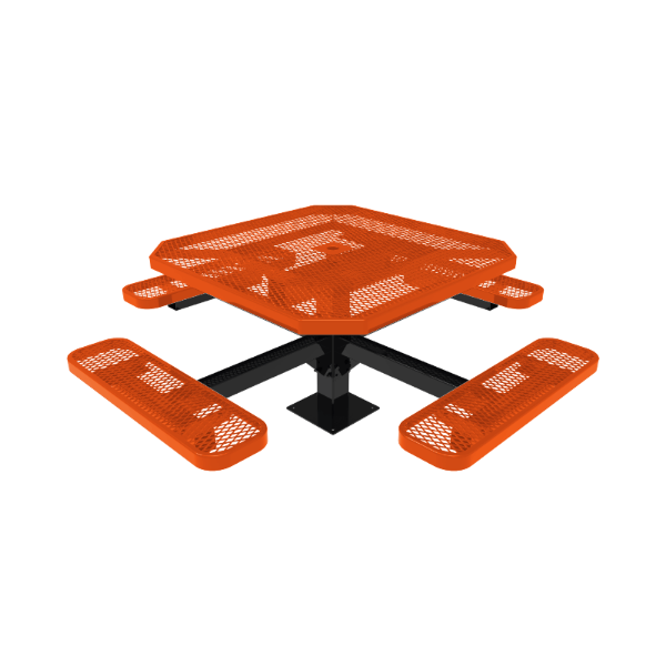 RHINO 46" Octagon Thermoplastic Polyolefin Coated Pedastal Picnic Table - Quick Ship