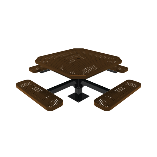 Elite Series 46" Octagon Thermoplastic Polyethylene Coated Pedestal Picnic Table - Quick Ship - 317 lbs.