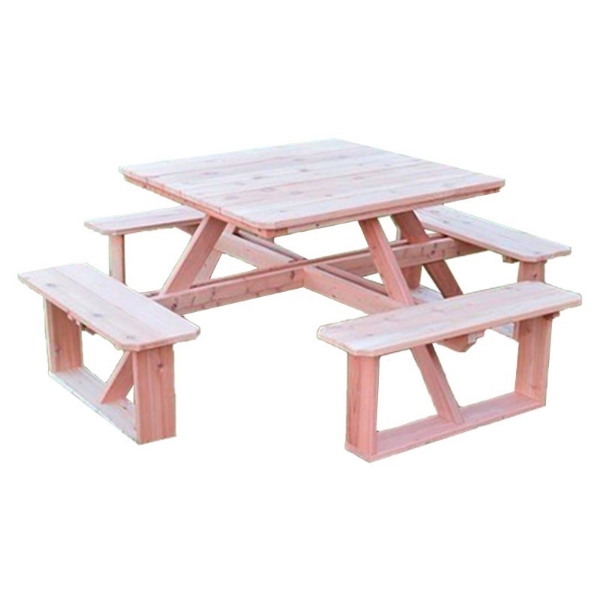 44" Square Walk-In Wooden Picnic Table