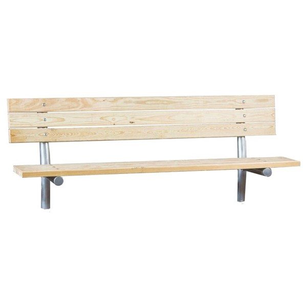 	Stationary Wooden Slat Bench with Galvanized Steel Frame