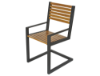 Wooden Plank Dining Chair with Powder-Coated Aluminum Frame - 37 lbs.