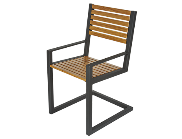 Wooden Plank Dining Chair with Powder-Coated Aluminum Frame - 37 lbs.