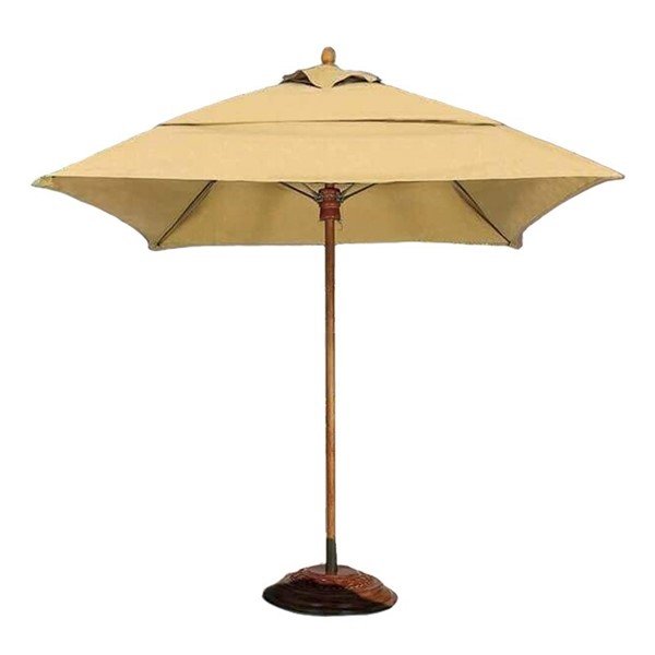	Commercial Umbrellas Augusta Style 7.5 Foot Square Diameter Market Umbrella. One Piece Simulated Wood Pole. Marine Grade Fabric Top.