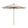 	8 Ft. Bambusa Octagonal Fiberglass Ribbed Market Umbrella With One Piece Aluminum Simulated Bamboo Pole And Marine Grade Fabric