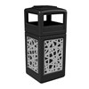 	42 Gallon Ashtray Top Plastic Trash Receptacle With Decorative Intermingle Stainless Steel Panels 