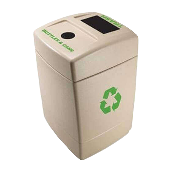 	55 Gallon Green Zone Commercial Plastic Trash Receptacle With Bottle Compartment 