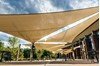 Multi-Sail Square Fabric Shade Structure With 8 Ft. Entry Height Powder-Coated Steel Columns - Base Model