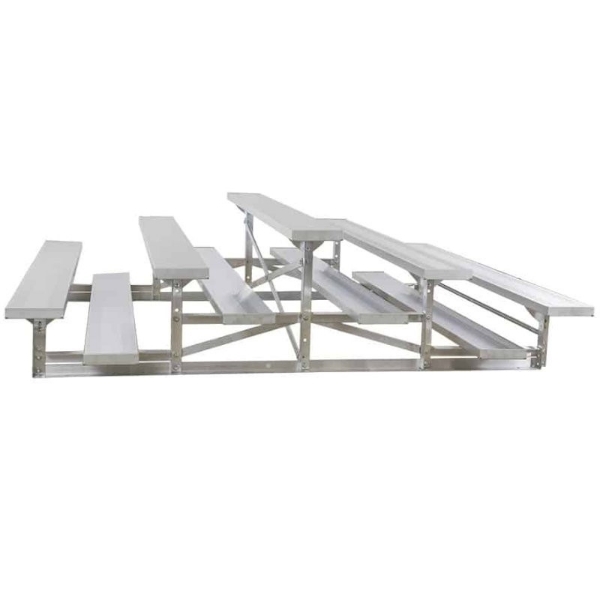 7.5 ft 3 Row Back-To-Back Aluminum Bleacher without Guardrails and Double Footboards - 240 lbs.