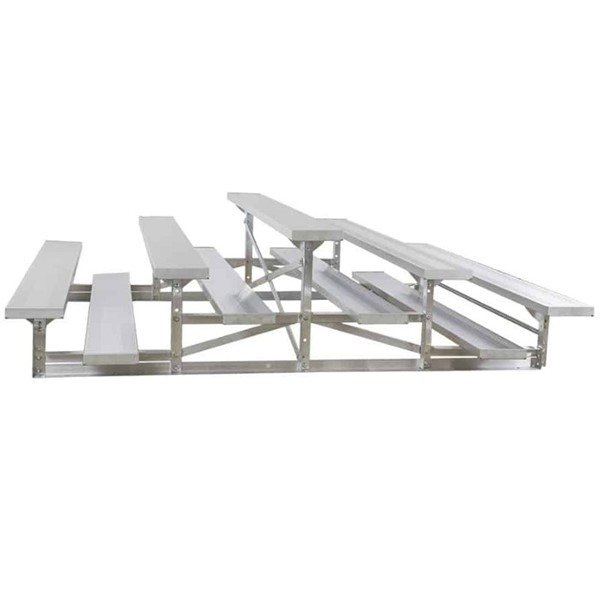 27 ft. 3 Row Back-To-Back Aluminum Bleacher without Guardrails and Double Footboards - 600 lbs.
