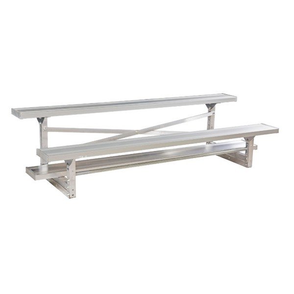 7.5 2 Row Aluminum Bleacher without Guardrails and Double Footboards - 100 lbs.