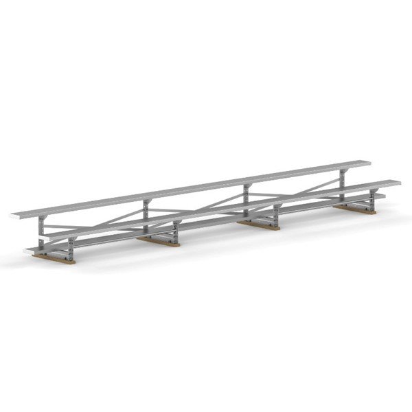 21 ft. 2 Row Aluminum Bleacher without Guardrails and Double Footboards - 215 lbs.