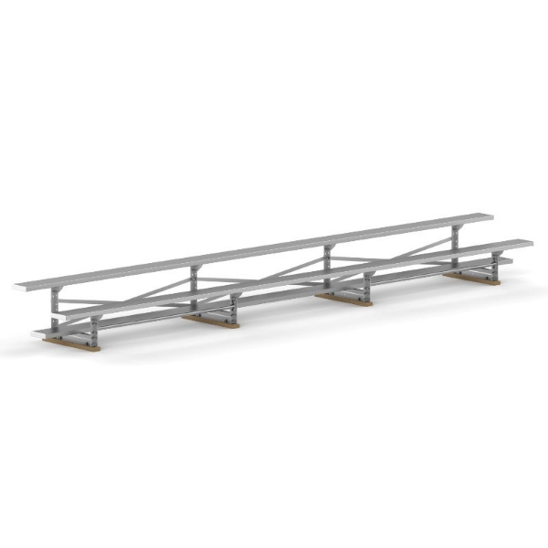 21 ft. 2 Row Aluminum Bleacher without Guardrails and Double Footboards - 215 lbs.